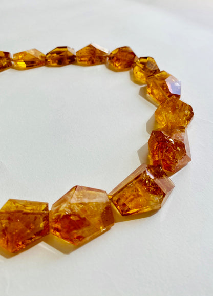 Freeform Natural Citrine Necklace with 18K Yellow Gold by Walter Dickhaut