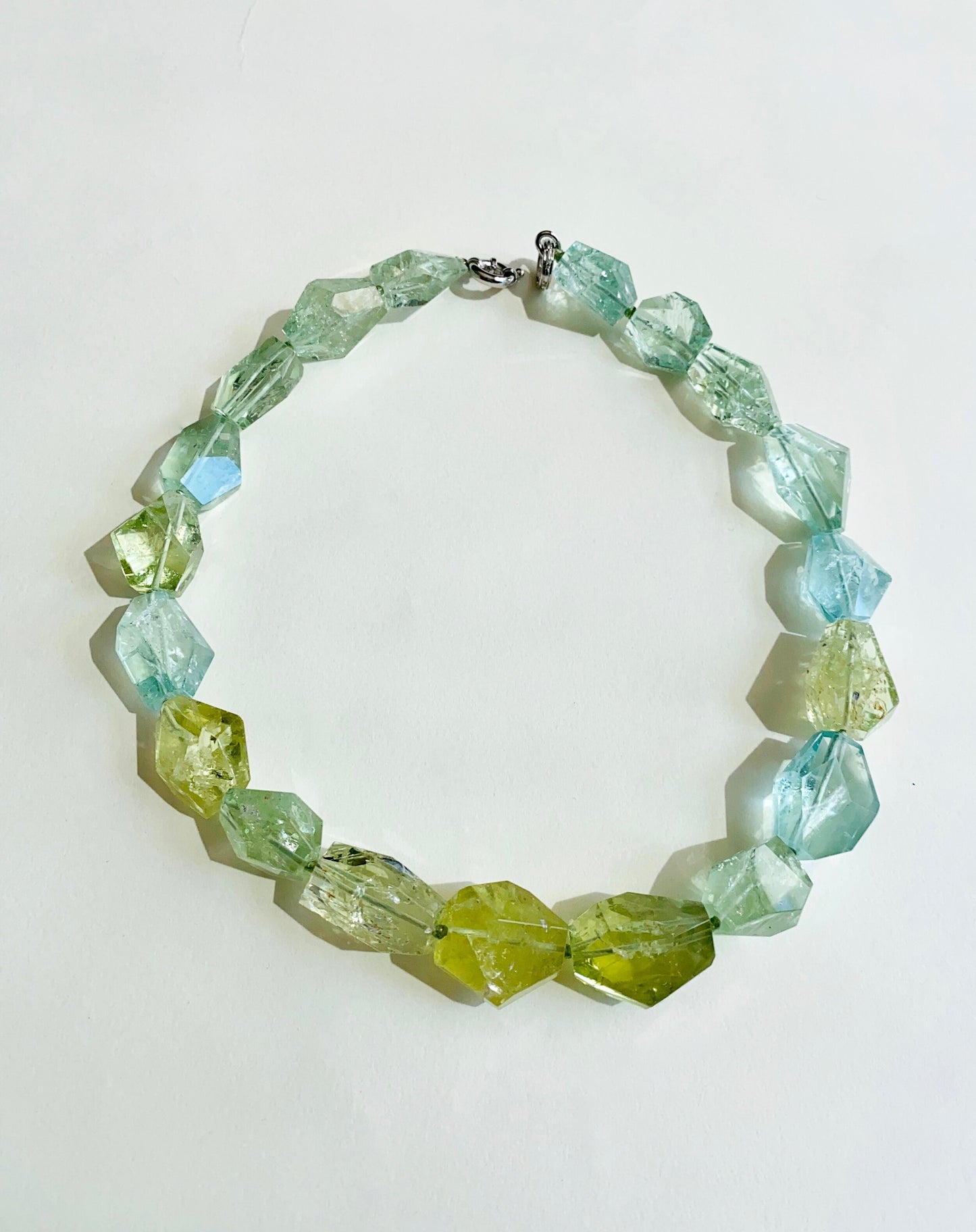 Large Natural Aquamarine and Beryl Free-Form Cut Necklace by Walter Dickhaut