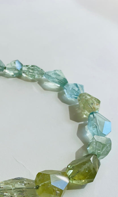 Large Natural Aquamarine and Beryl Free-Form Cut Necklace by Walter Dickhaut