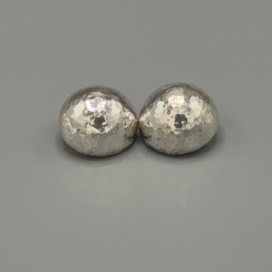 Estate Paloma Picasso for Tiffany & Co. Sterling Silver Hammered Clip On Dome Earrings