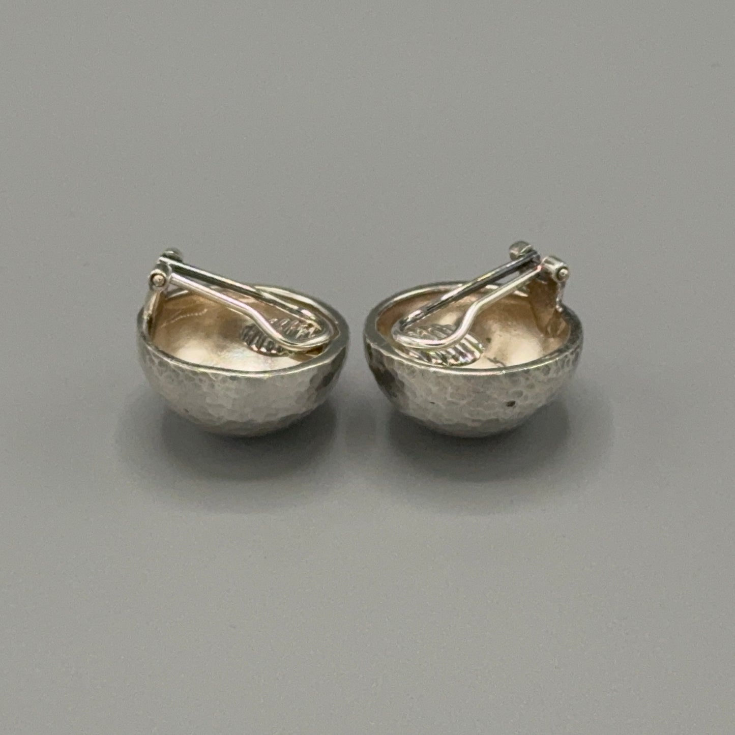 Estate Paloma Picasso for Tiffany & Co. Sterling Silver Hammered Clip On Dome Earrings