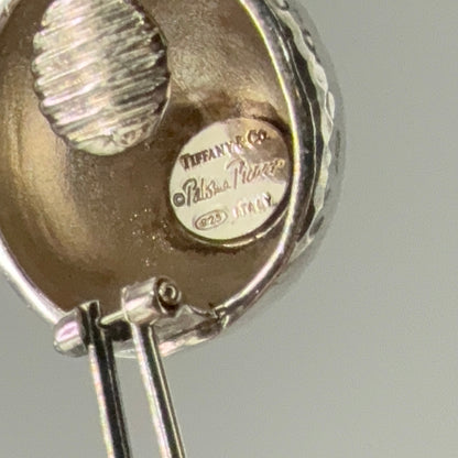 Estate Paloma Picasso for Tiffany & Co. Sterling Silver Hammered Clip On Dome Earrings