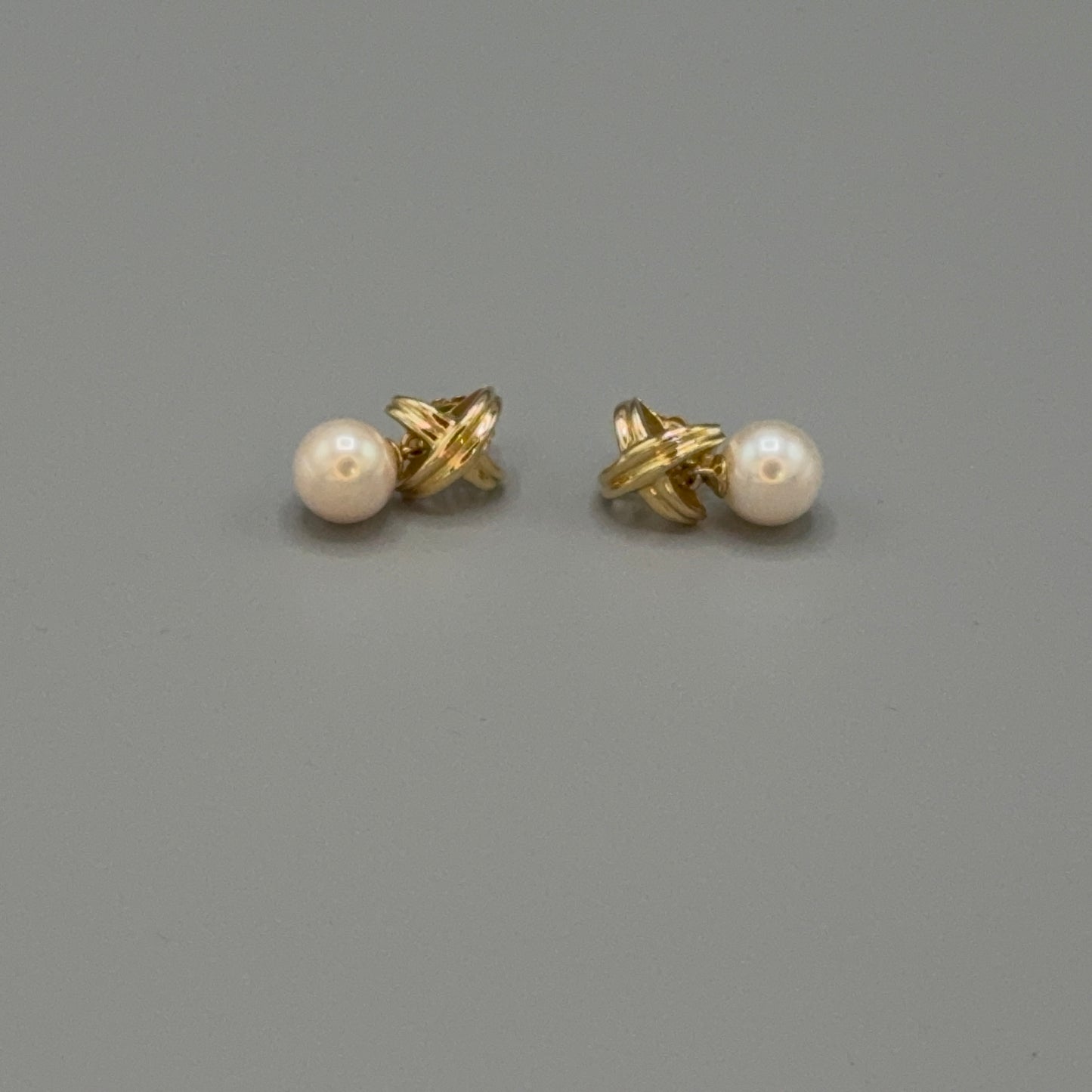 Estate 14KT Gold and Cultured Pearl Drop Post Back Earrings