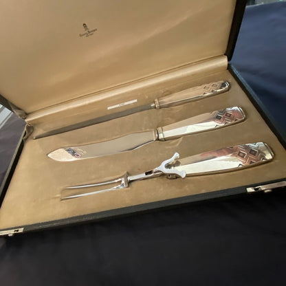 Estate Georg Jensen Sterling Silver 'Mayan' Carving Set in Original Box