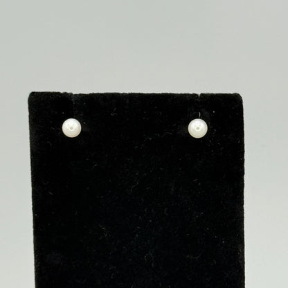 Estate Georg Jensen Sterling Silver and Small Pearl Post Back Earrings