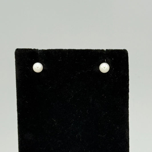 Estate Georg Jensen Sterling Silver and Small Pearl Post Back Earrings