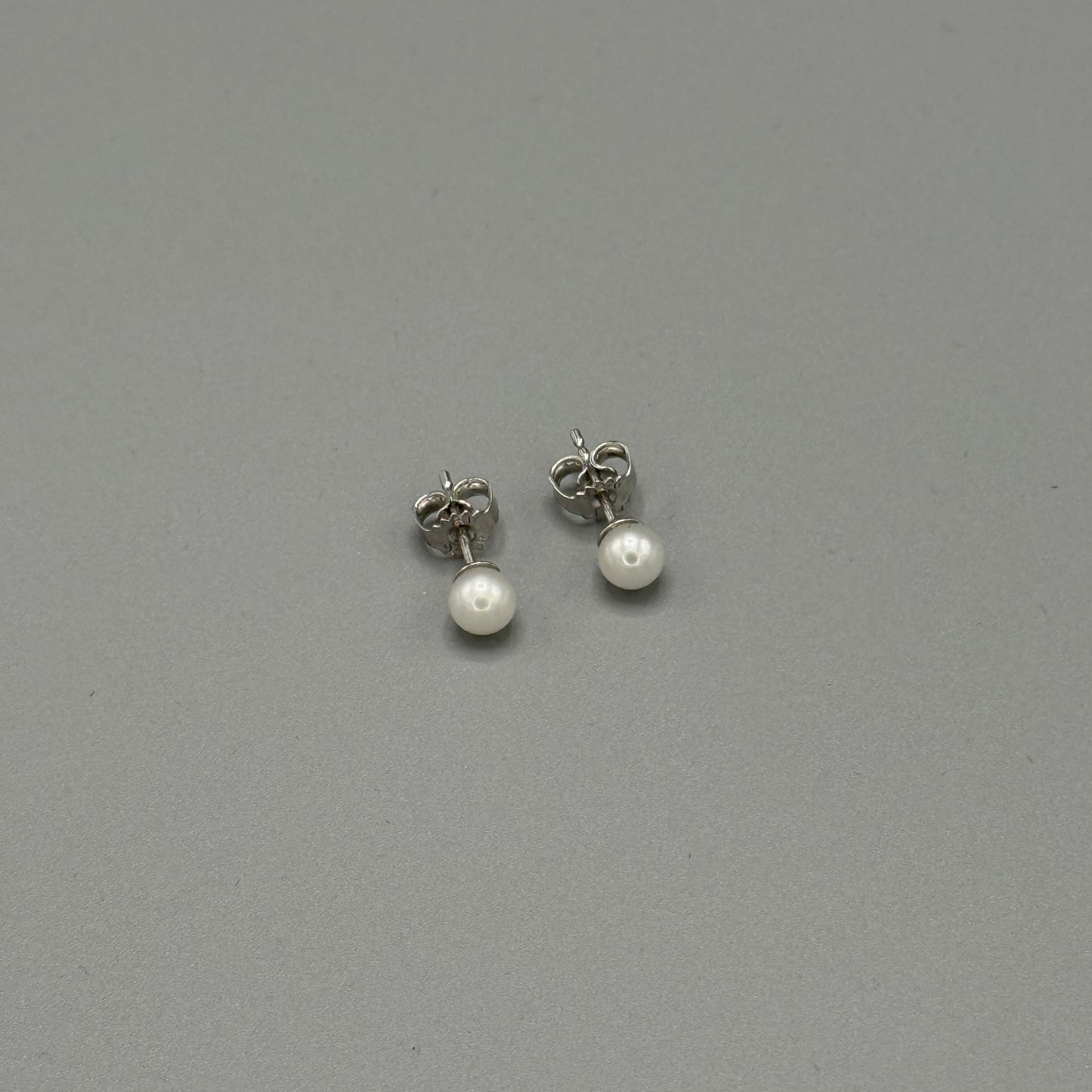 Estate Georg Jensen Sterling Silver and Small Pearl Post Back Earrings