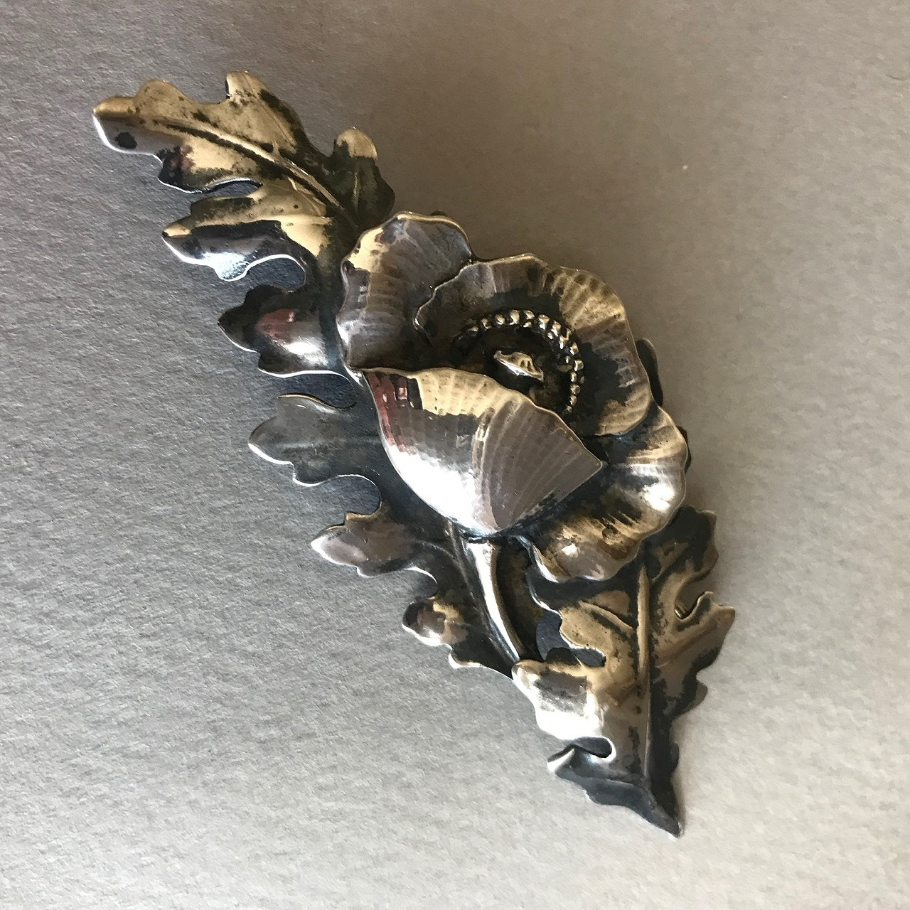 Peer Smed Large Sterling Silver Poppy Brooch