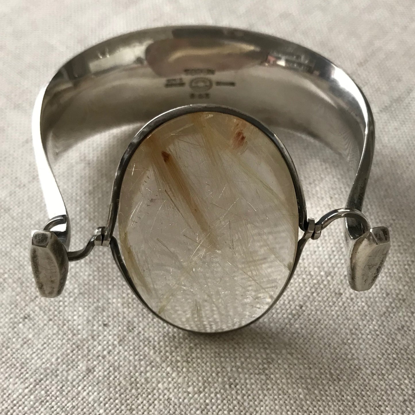 Georg Jensen Sterling SIlver and Rutilated Quartz Bracelet, No. 203 by Vivianna Torun