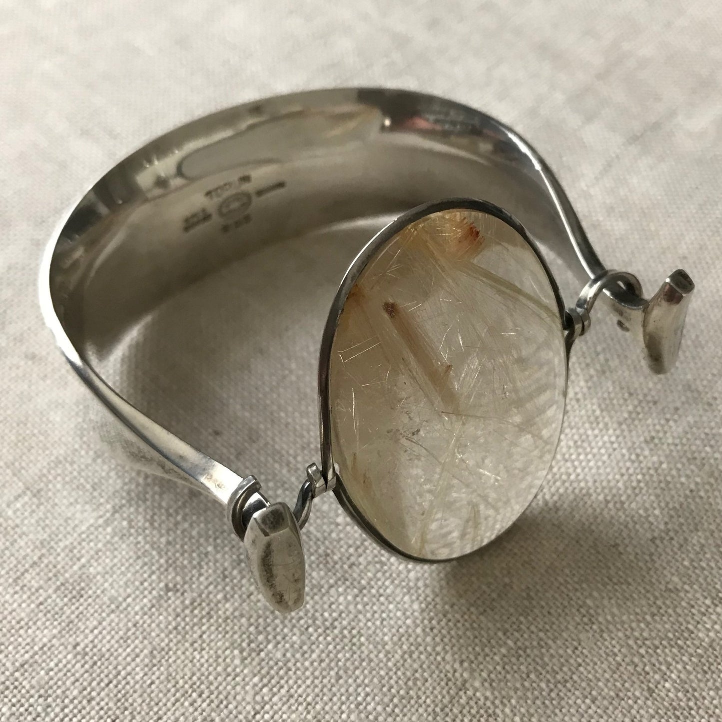 Georg Jensen Sterling SIlver and Rutilated Quartz Bracelet, No. 203 by Vivianna Torun