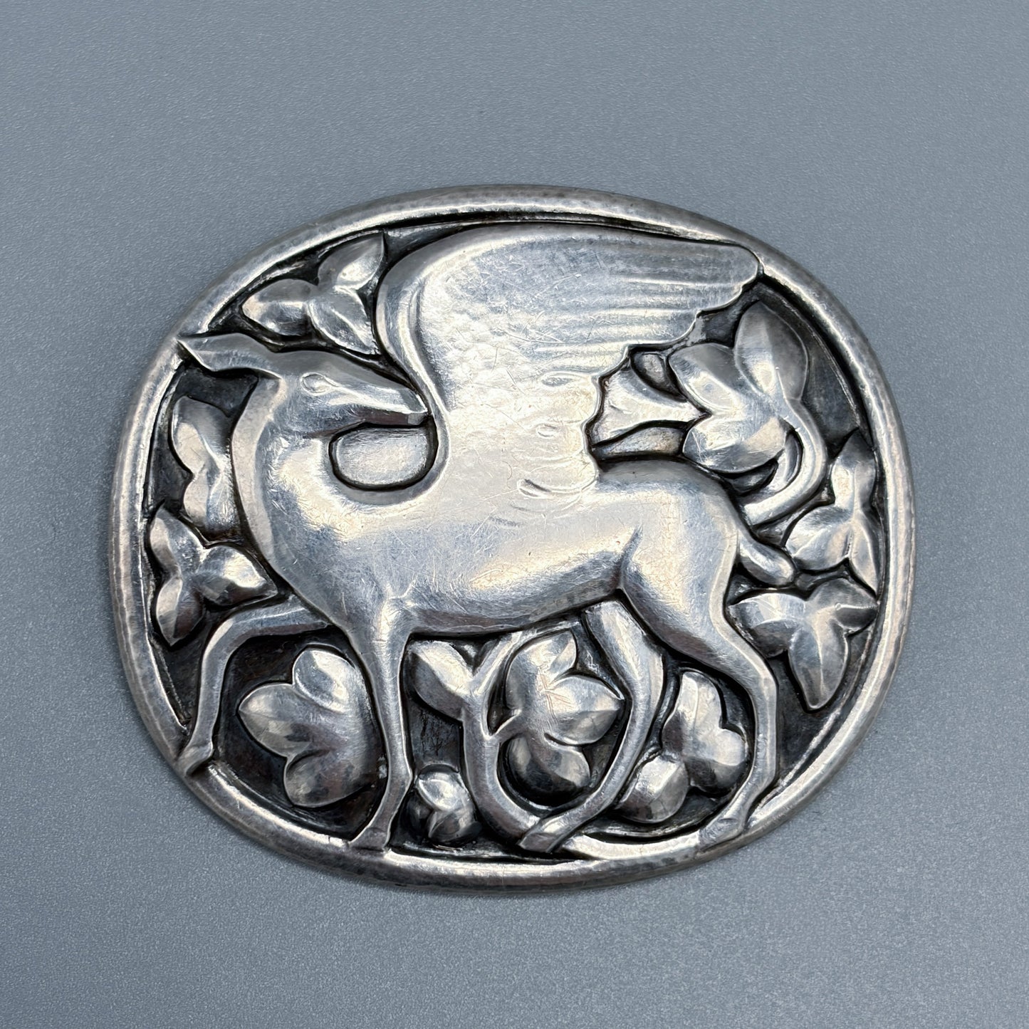 Estate Georg Jensen "Winged" Deer Brooch no. 81 by Kristian Møhl-Hansen