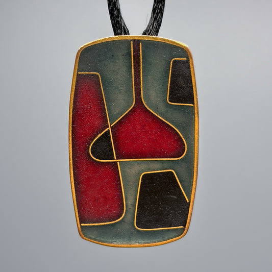 Estate Matte  Enamel & Brass Pendant by Scholtz & Lammel