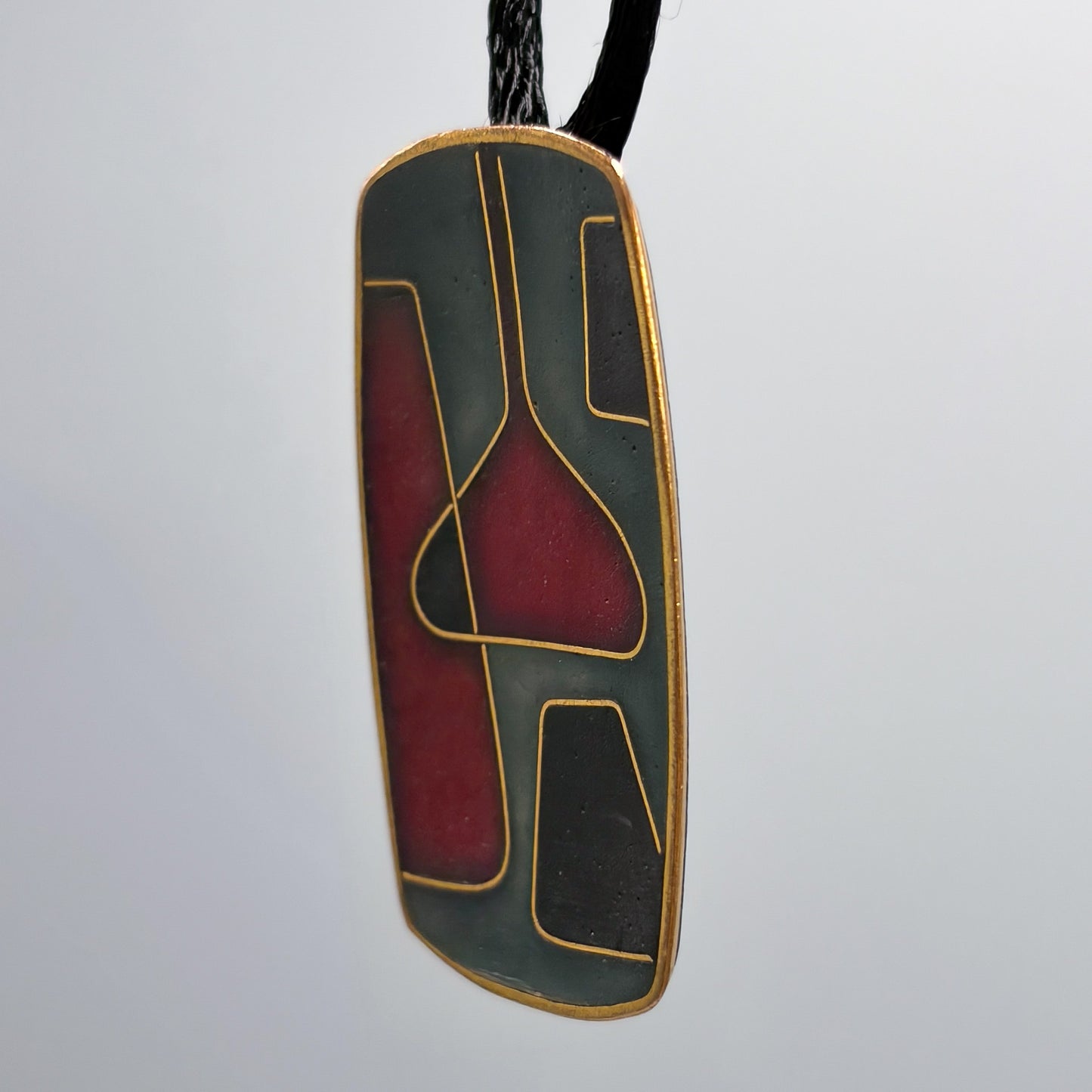 Estate Matte  Enamel & Brass Pendant by Scholtz & Lammel