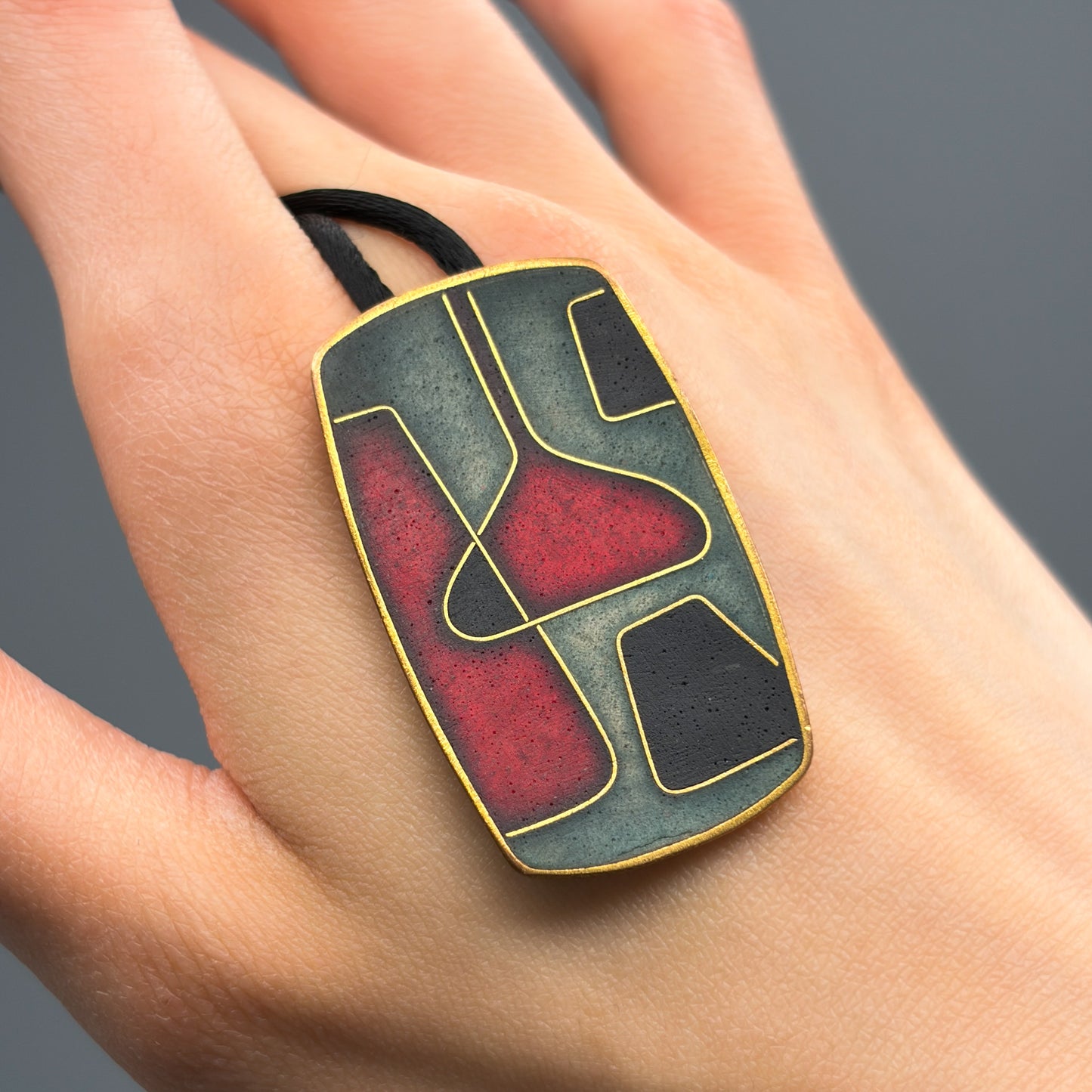 Estate Matte  Enamel & Brass Pendant by Scholtz & Lammel
