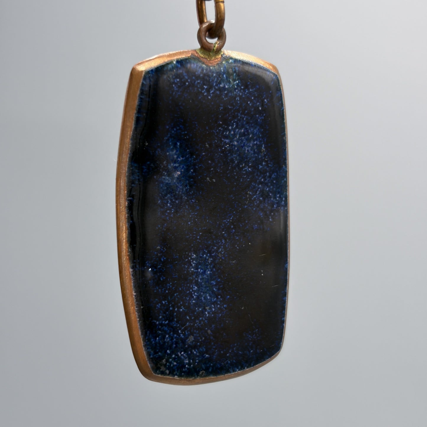 Estate Matte Royal Blue Enamel & Brass Pendant by Scholtz & Lammel