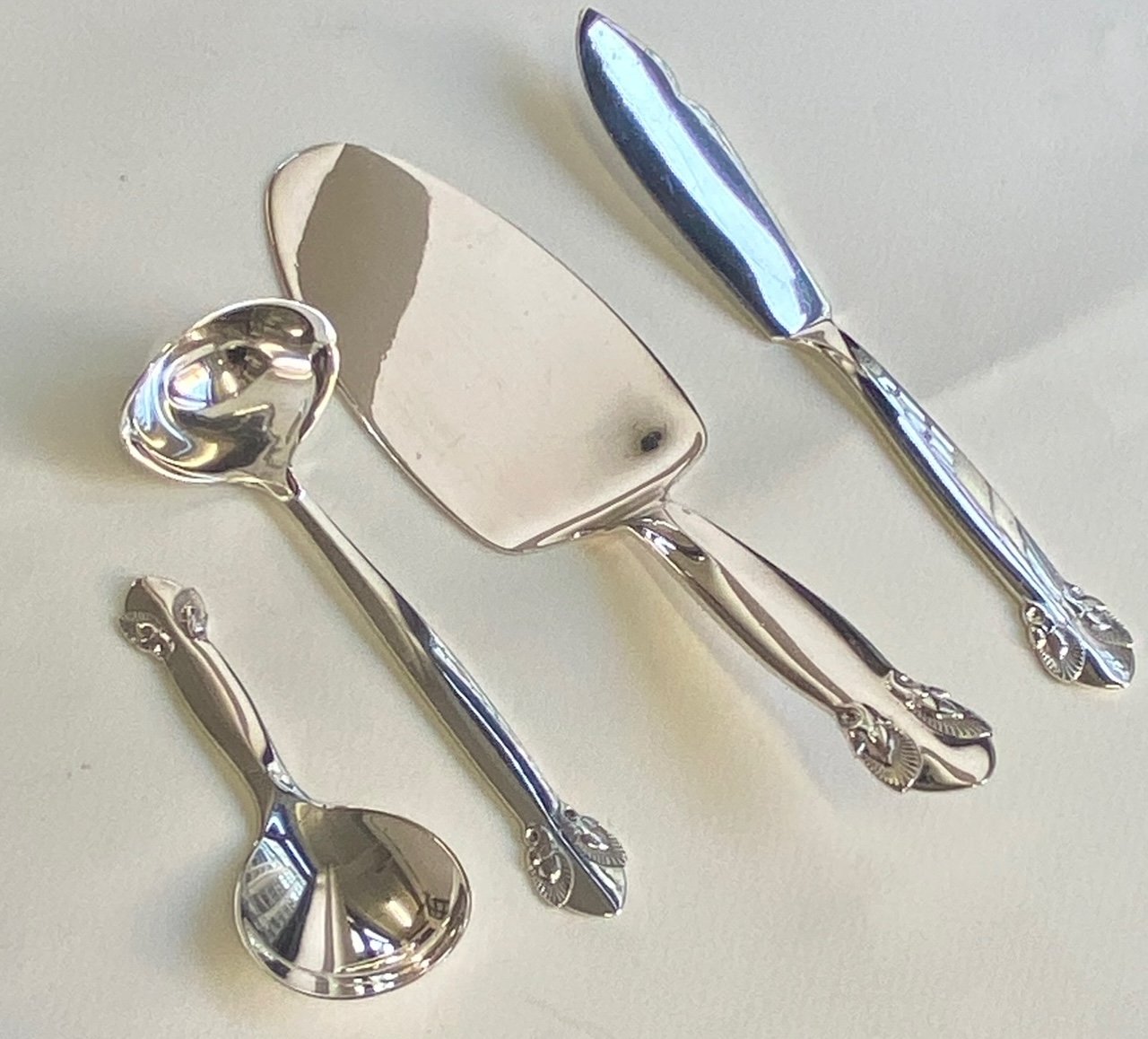 Estate Georg Jensen Sterling Silver Flatware in the "Bittersweet" Pattern Service for 12 with Serving Pieces (100 Pieces)