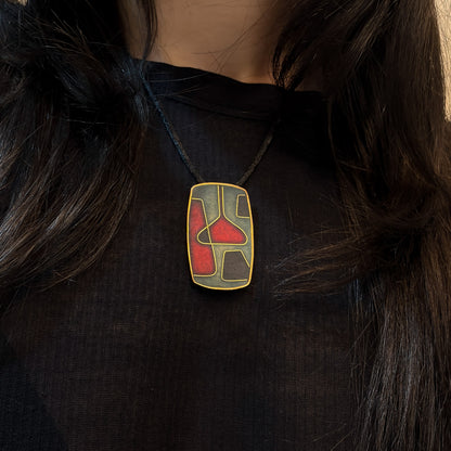 Estate Matte  Enamel & Brass Pendant by Scholtz & Lammel