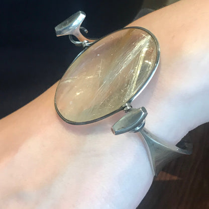 Georg Jensen Sterling SIlver and Rutilated Quartz Bracelet, No. 203 by Vivianna Torun