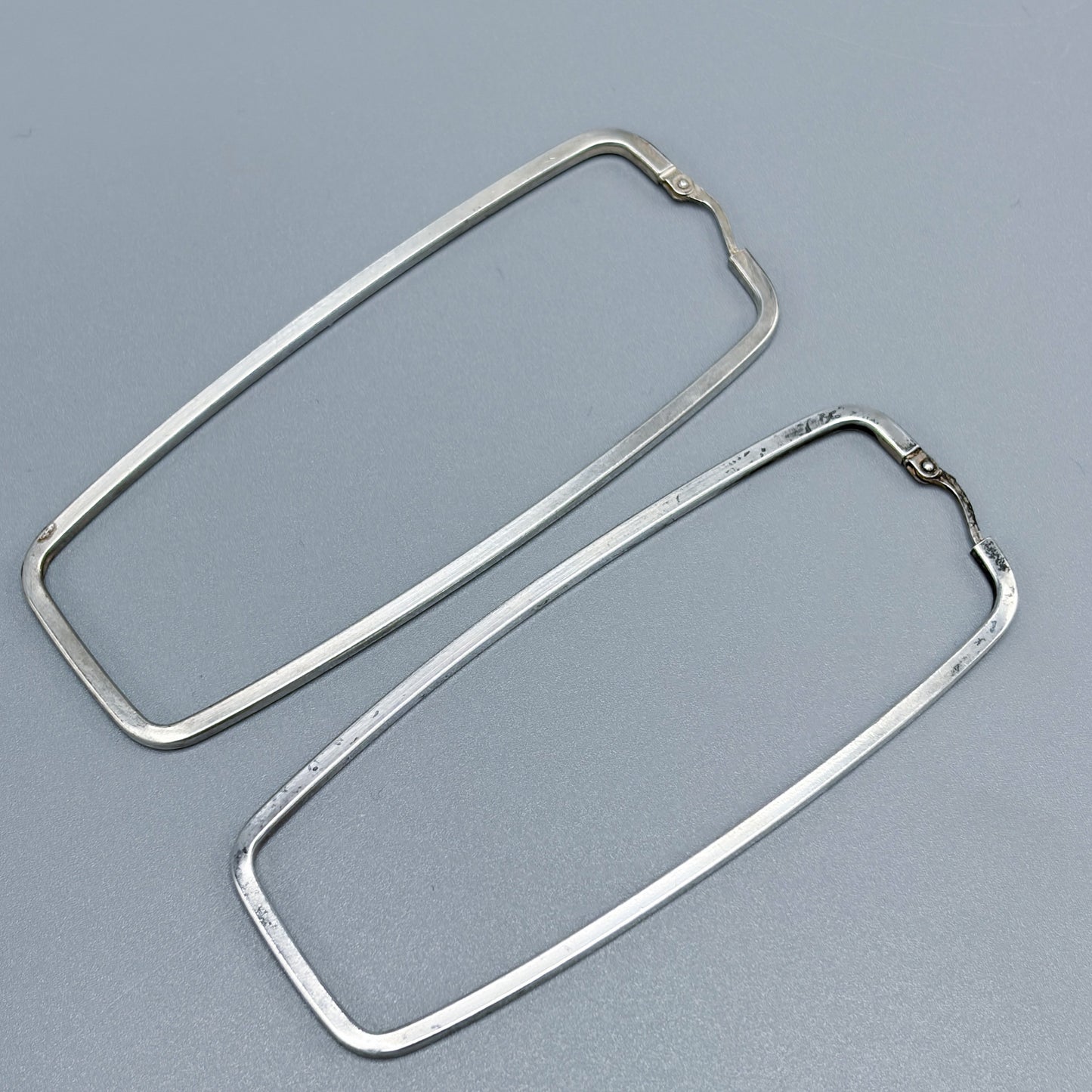 Estate Sterling Silver Large Rectangular Hoop Earrings