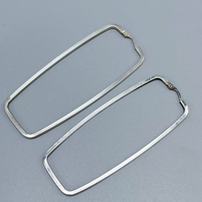 Estate Sterling Silver Large Rectangular Hoop Earrings