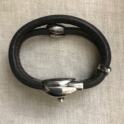 Georg Jensen Leather and Sterling Silver Bracelet No. 310 by Anette Kræn