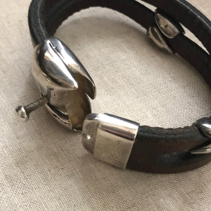 Georg Jensen Leather and Sterling Silver Bracelet No. 310 by Anette Kræn