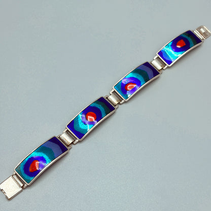Estate Perli Sterling Silver & Blue Enamel Bracelet