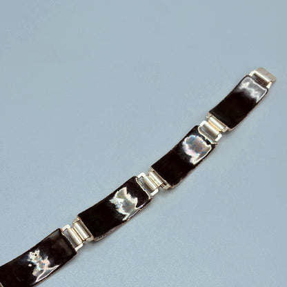 Estate Perli Sterling Silver & Blue Enamel Bracelet
