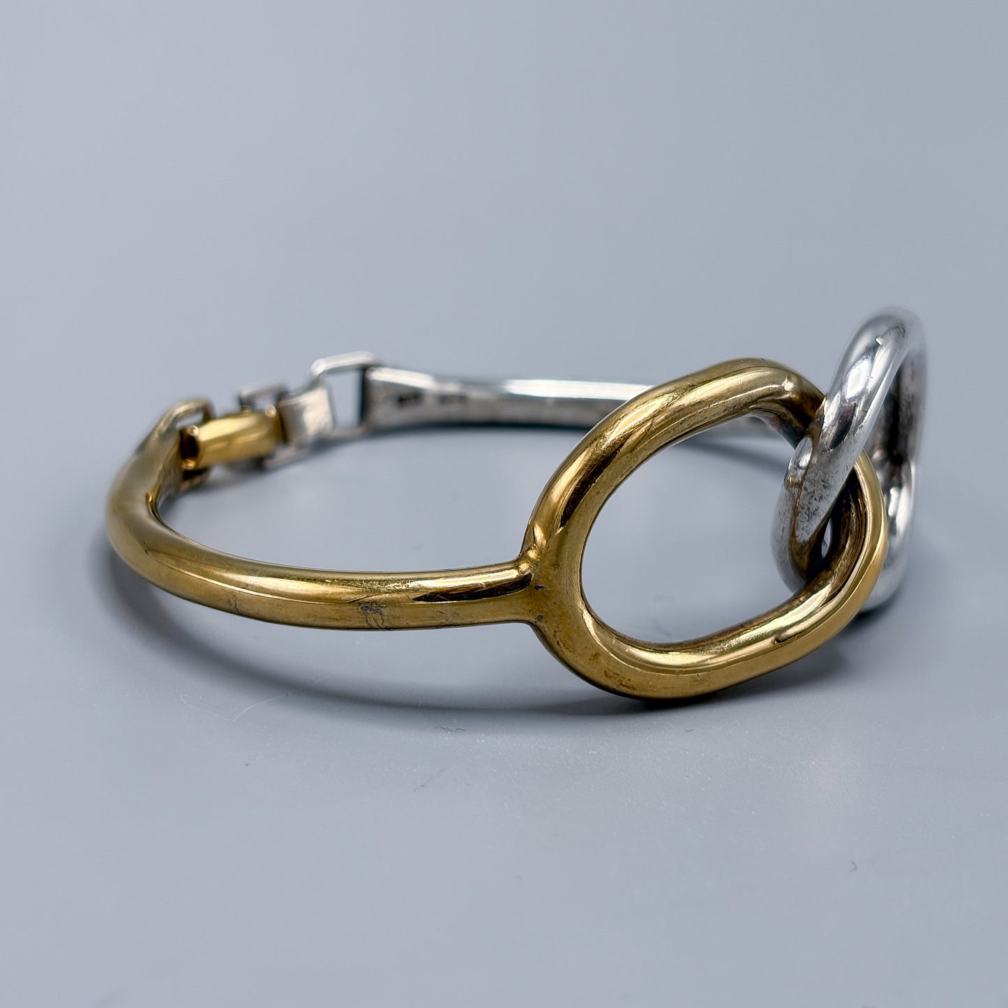 Estate Sterling Silver and Brass Knot Bracelet