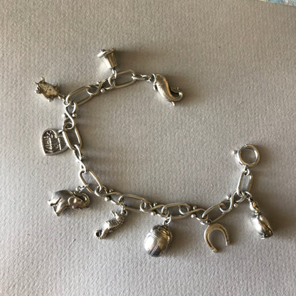 Georg Jensen Sterling Silver  "Charm" Bracelet No. 80 ( 9 charms)