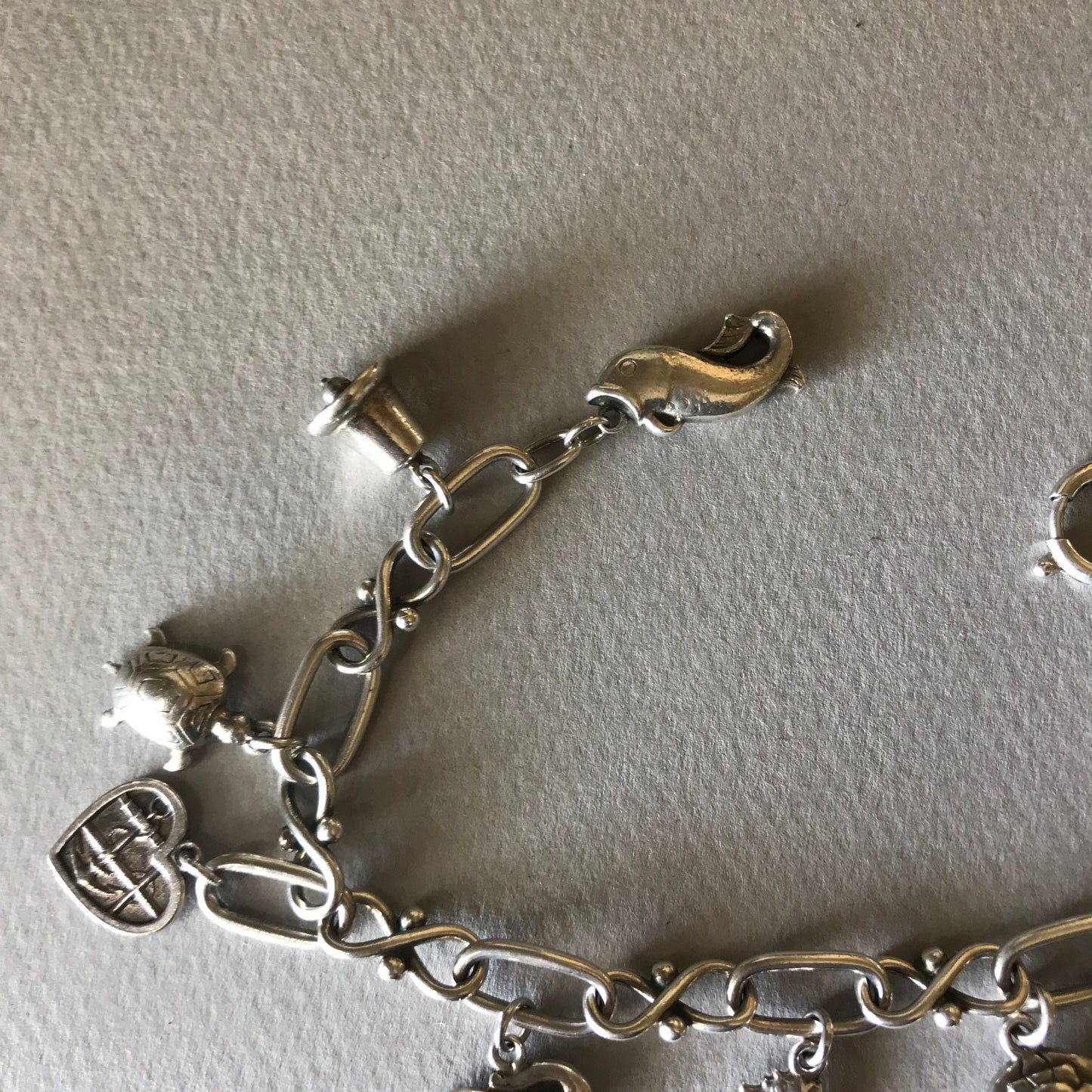 Georg Jensen Sterling Silver  "Charm" Bracelet No. 80 ( 9 charms)