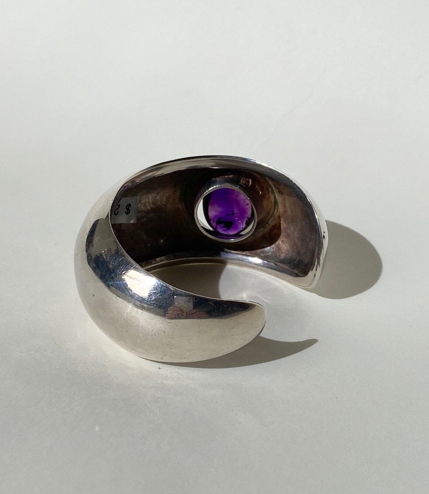 Estate Antonio Pineda .980 Silver and Amethyst Cuff Bracelet