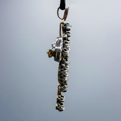 Antique Victorian 18k, Silver, Diamond & Emerald Pendant