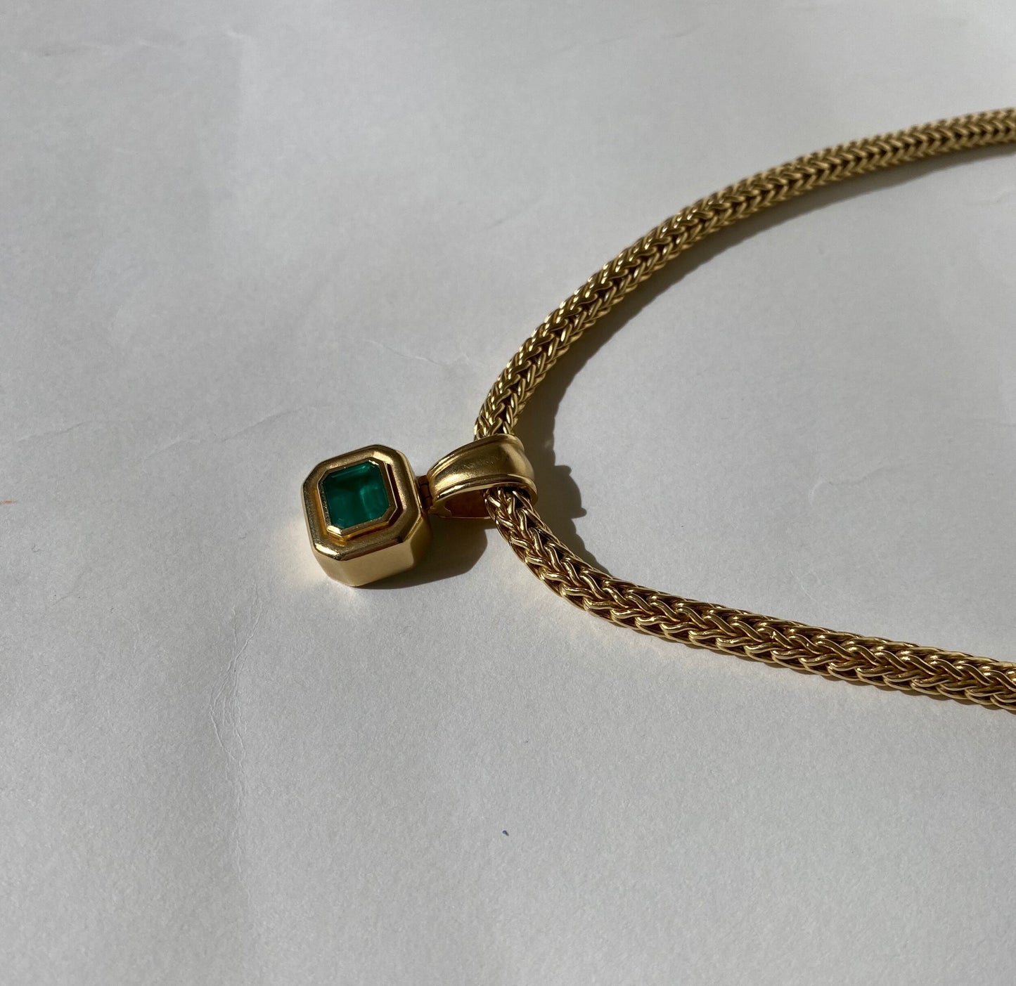 Gold Necklace with Emerald