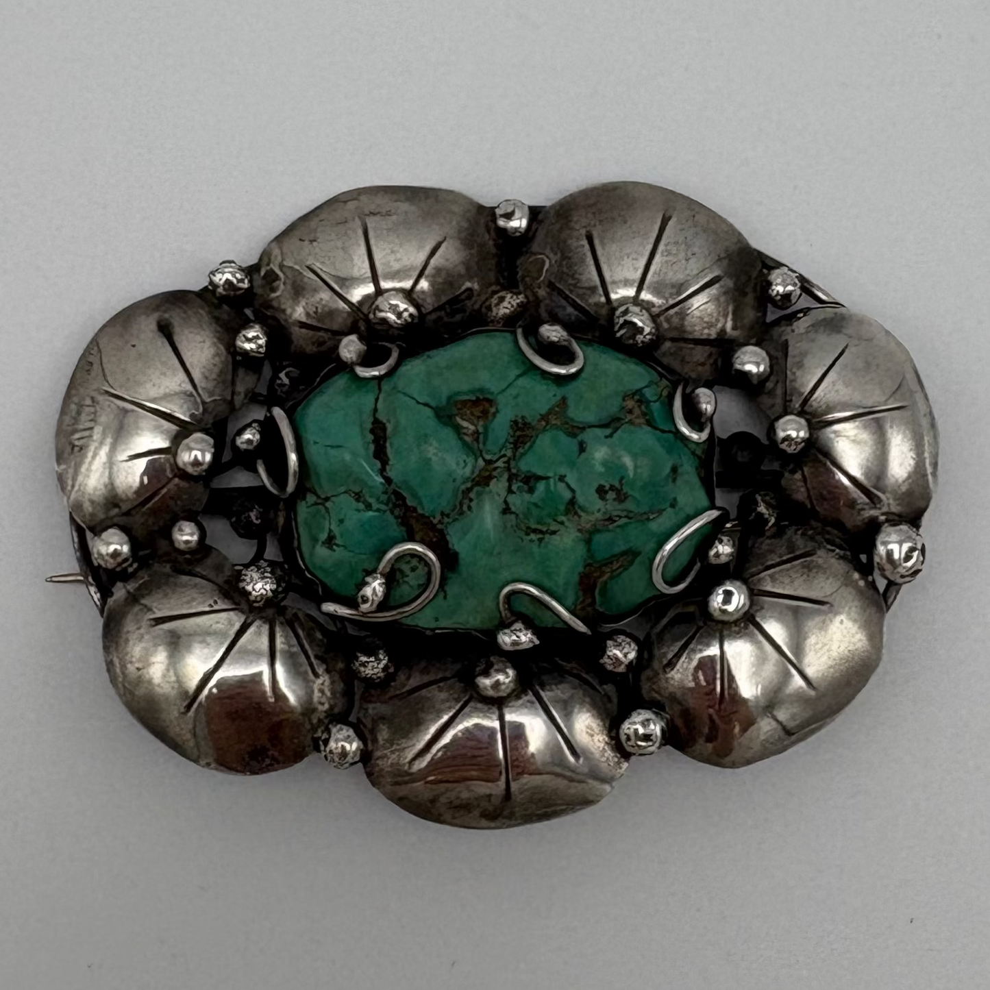 Estate Sterling Silver Brooch with Turquoise by Mary Gage