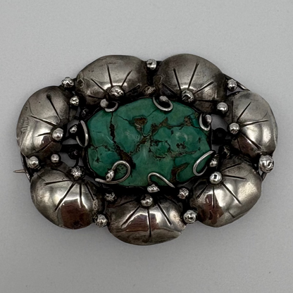 Estate Sterling Silver Brooch with Turquoise by Mary Gage