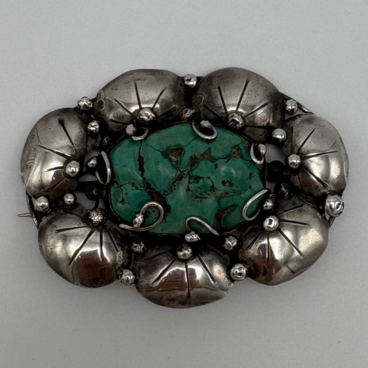 Estate Sterling Silver Brooch with Turquoise by Mary Gage
