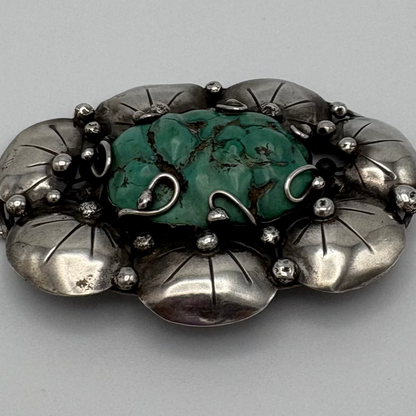 Estate Sterling Silver Brooch with Turquoise by Mary Gage