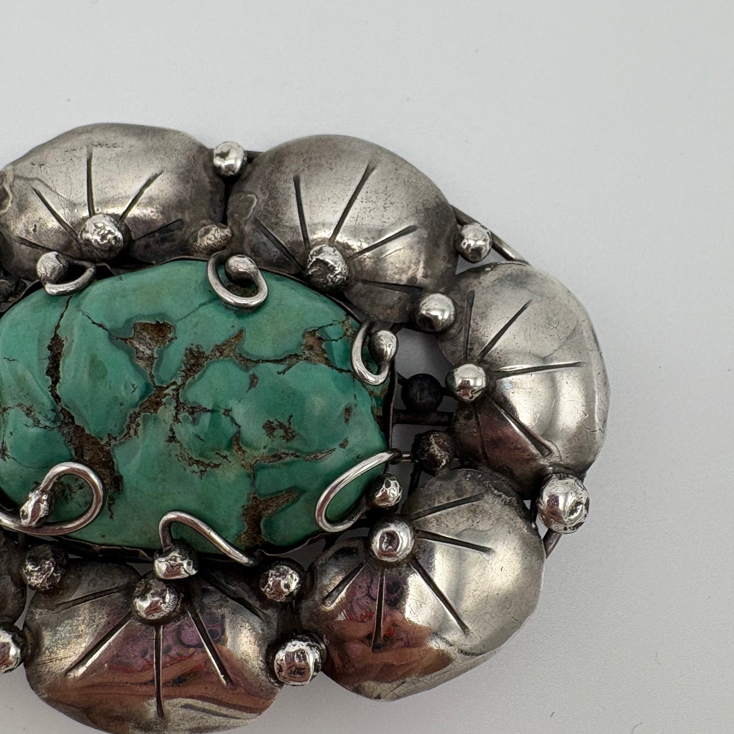 Estate Sterling Silver Brooch with Turquoise by Mary Gage