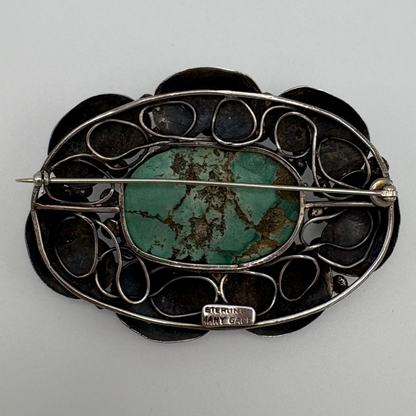 Estate Sterling Silver Brooch with Turquoise by Mary Gage