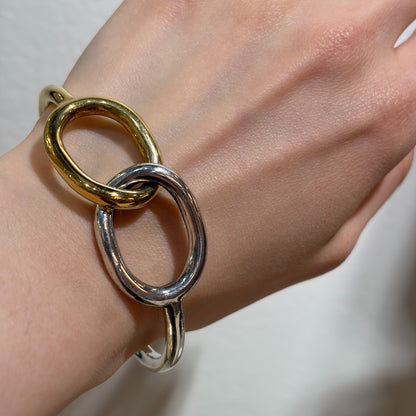 Estate Sterling Silver and Brass Knot Bracelet