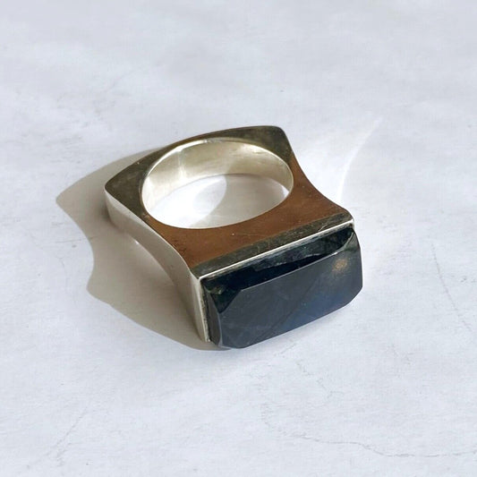 Georg Jensen Sterling Silver and Labradorite Ring No. 180 by Bent Gabrielsen