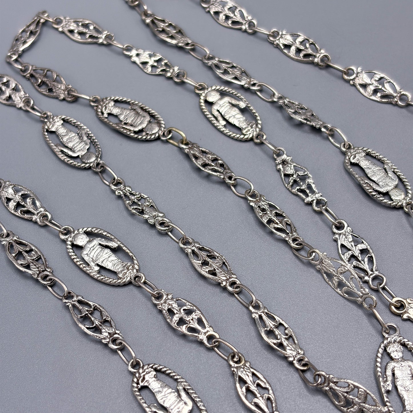 Antique Sterling Silver Decorative Link Necklace