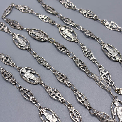 Antique Sterling Silver Decorative Link Necklace