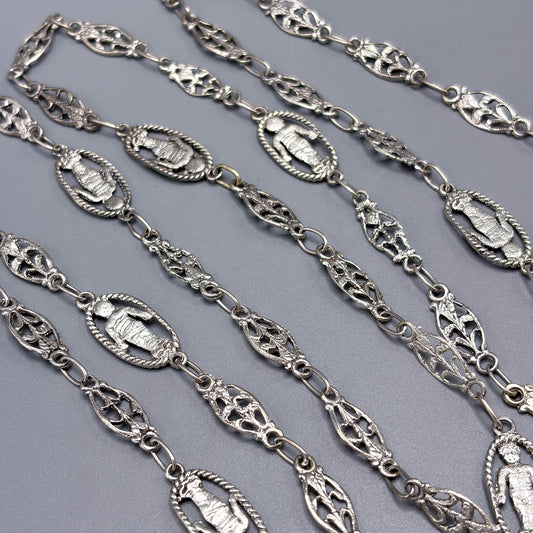 Antique Sterling Silver Decorative Link Necklace
