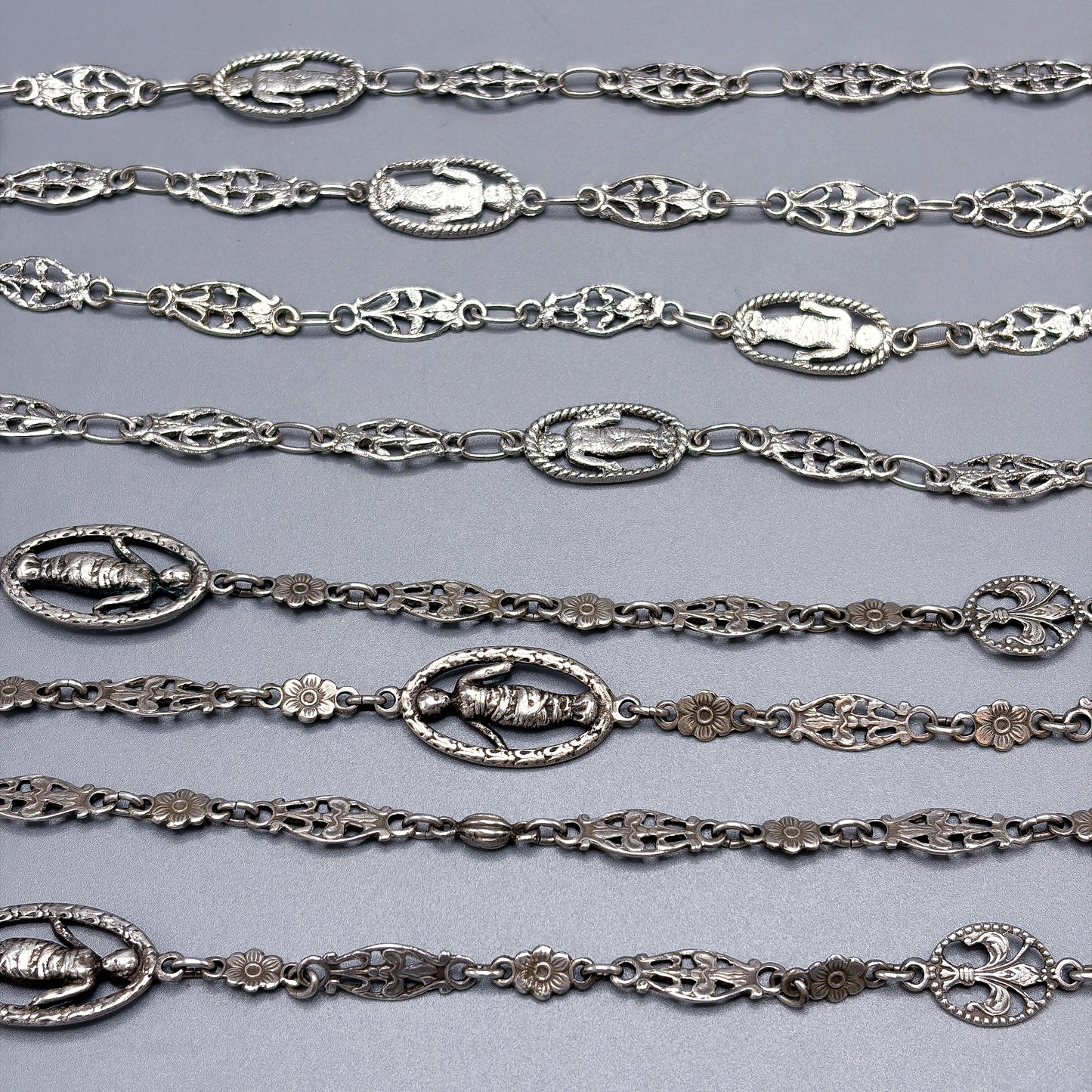 Antique Sterling Silver Decorative Link Necklace