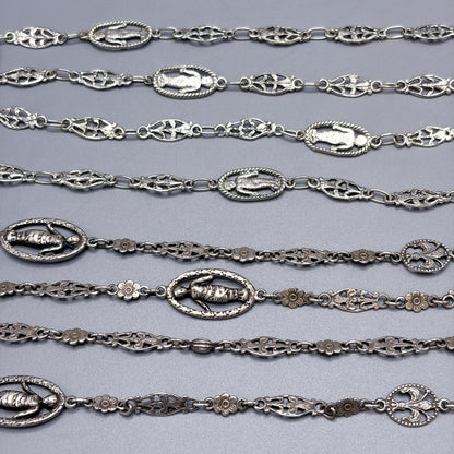 Antique Sterling Silver Decorative Link Necklace