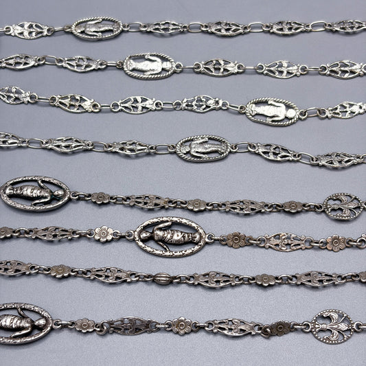 Antique Sterling Silver Decorative Link Necklace