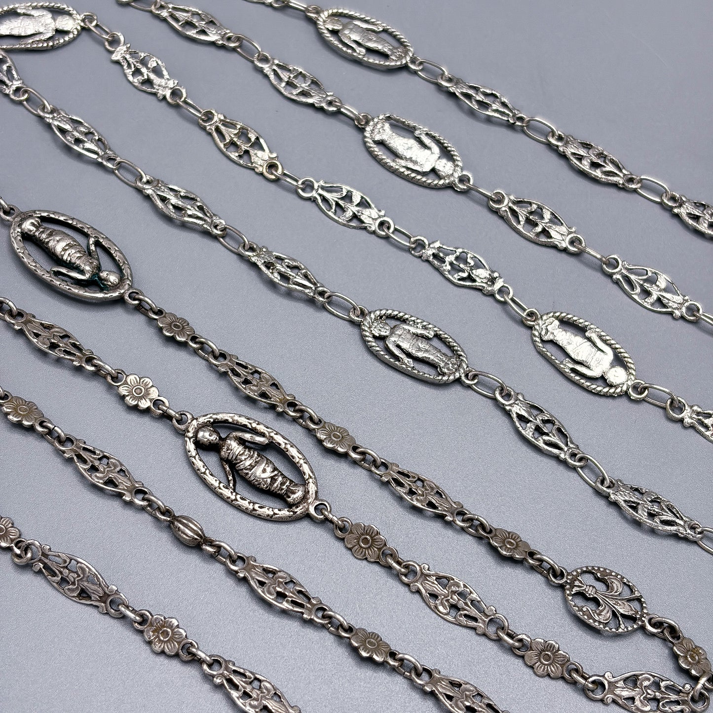 Antique Sterling Silver Decorative Link Necklace