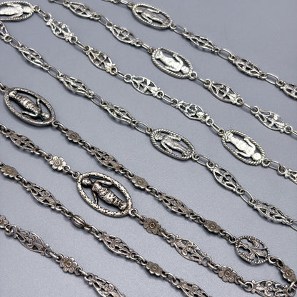 Antique Sterling Silver Decorative Link Necklace